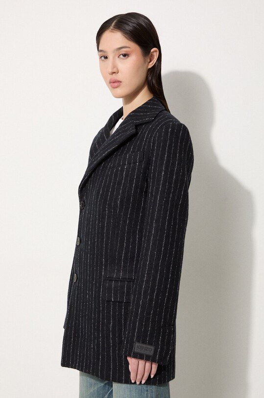 Vlnený kabát Kenzo Tennis Stripes Pea Coat čierna FE62MA2209GM.99