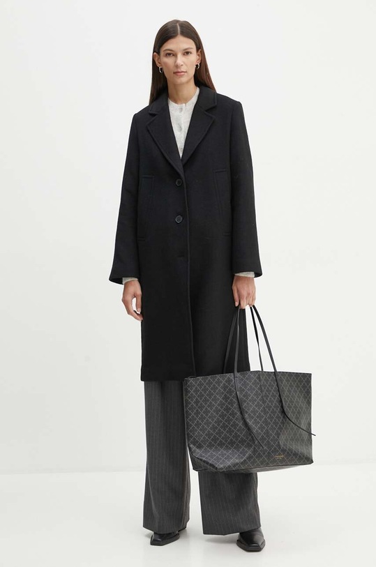 Вовняне пальто Marc O'Polo 408029471265 чорний AW24