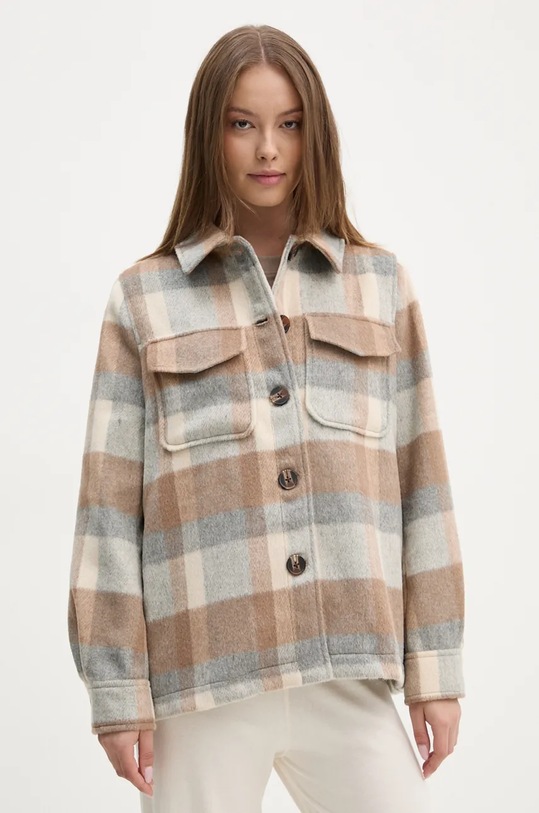 Pepe Jeans kurtka koszulowa z domieszką wełny CAMERON bez kaptura szary PL402461