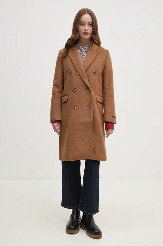 Вовняне пальто Pepe Jeans BETH PL402473 коричневий AW24