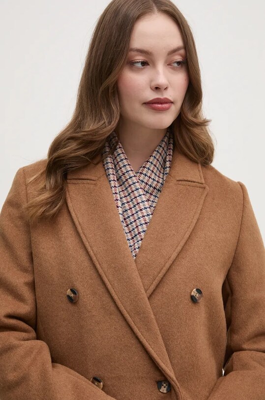 Вовняне пальто Pepe Jeans BETH коричневий PL402473