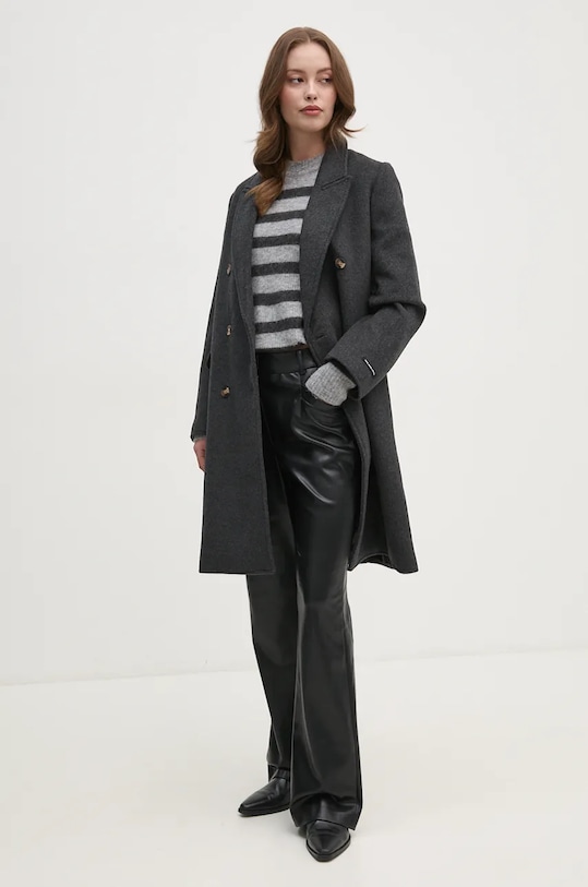 Pepe Jeans palton de lana BETH PL402473 gri AW24