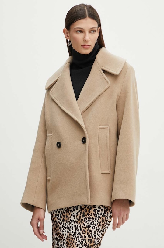 Вълнено палто IRO без качулка бежов WP137HELIA