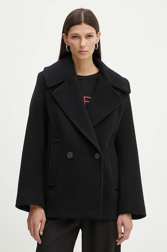 IRO palton de lana cu captuseala negru WP137HELIA