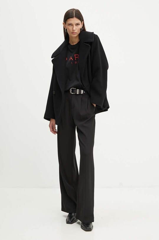 IRO palton de lana WP137HELIA negru AW24