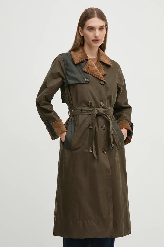 Bavlněný kabát Barbour nezateplené zelená LWX1399