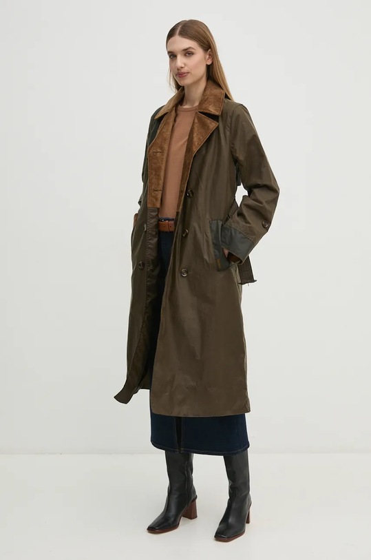 Bavlněný kabát Barbour LWX1399 zelená AW24