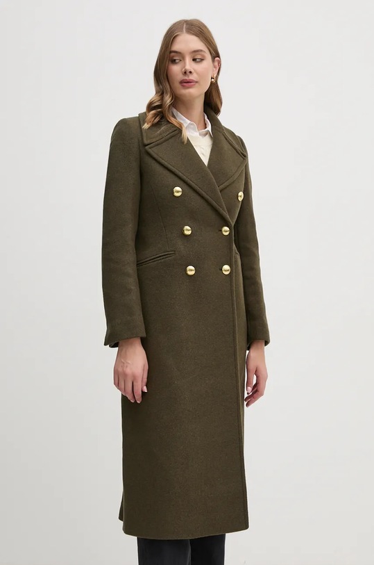 Vuneni kaput Barbour Reva Wool Military Coat bez tople podstave zelena LWO0234