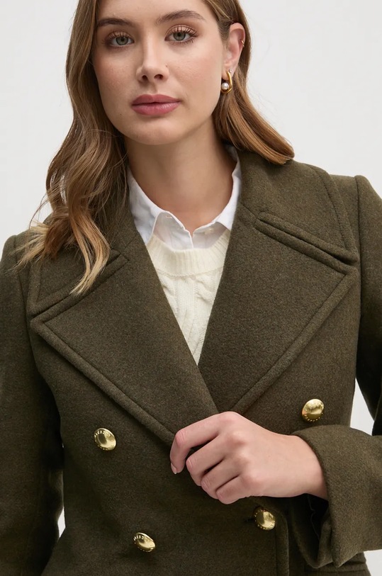 Vlněný kabát Barbour Reva Wool Military Coat zelená LWO0234