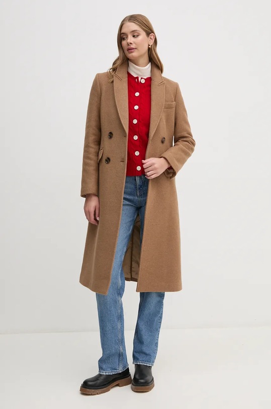 Barbour płaszcz wełniany Marylin Tailored Wool Coat LWO0236 brązowy AW24