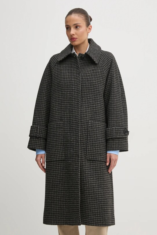 Vlnený kabát Barbour Veronica Wool Car Coat bez kapucne sivá LWO0238