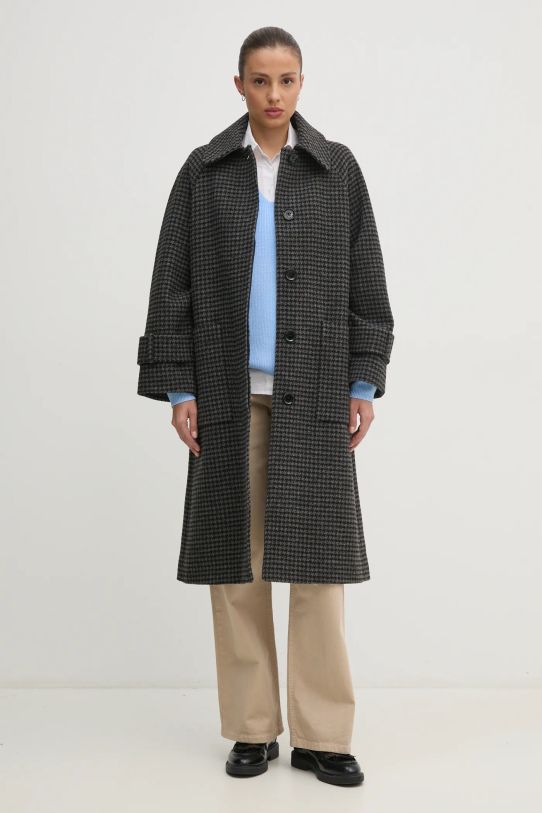 Vlnený kabát Barbour Veronica Wool Car Coat LWO0238 sivá AW24