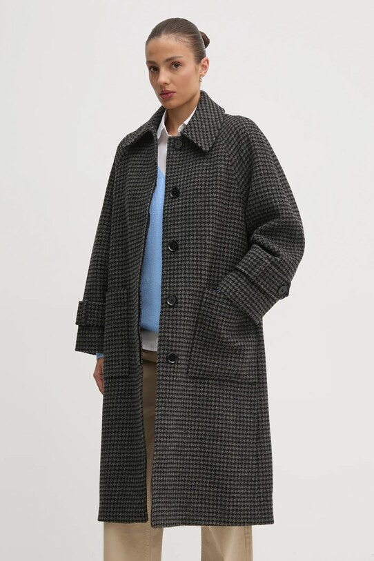 Vlnený kabát Barbour Veronica Wool Car Coat sivá LWO0238