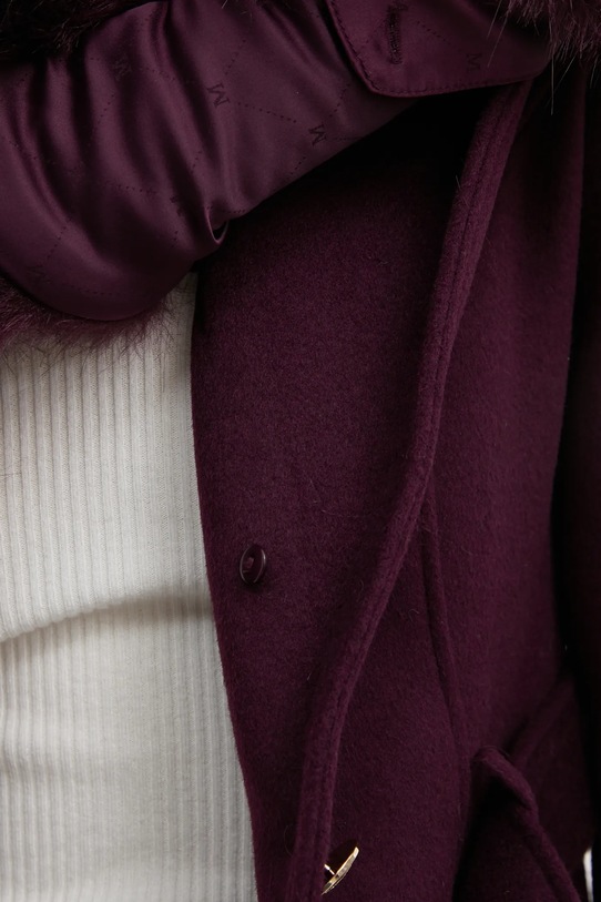 Μάλλινο παλτό Marciano by Guess LORETA 4BGL04.1799Z μωβ