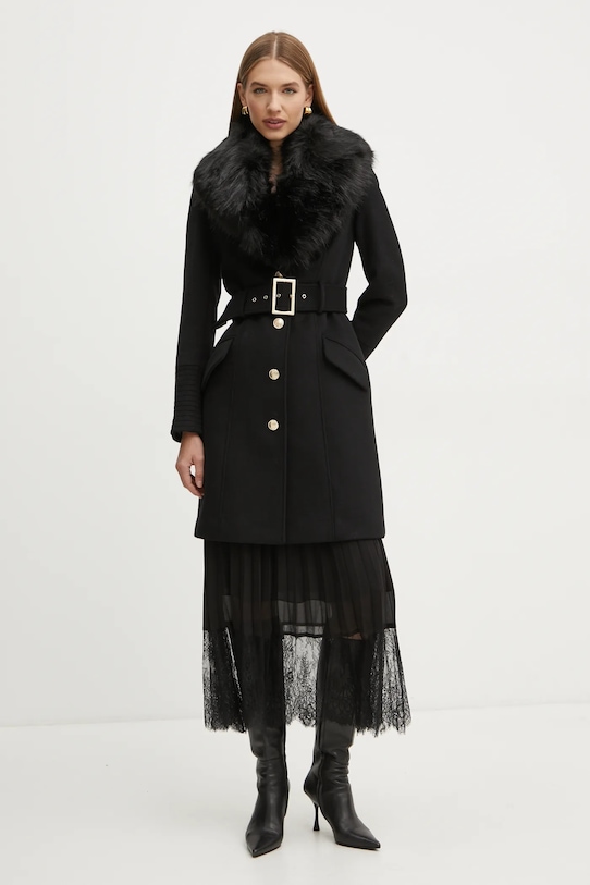 Vlnený kabát Marciano Guess LORETA 4BGL04.1799Z čierna AW24