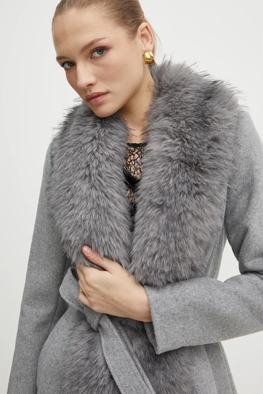 Vlnený kabát Marciano Guess VALERIE sivá 4BGL09.9957Z