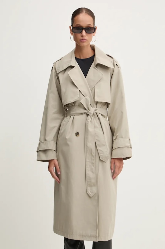 Trench kabát Abercrombie & Fitch bez kapuce béžová KI144.4151.415