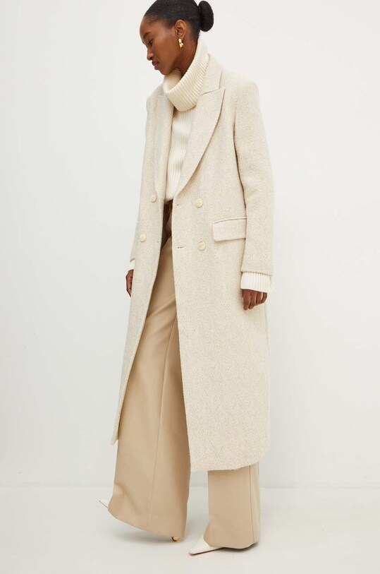 Kabát s prímesou vlny Twinset 242TP2670 béžová AW24