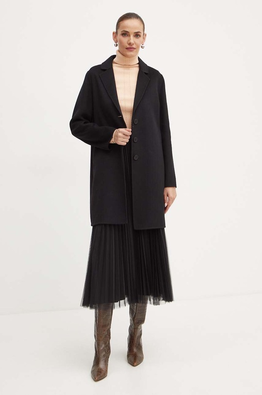 Vlnený kabát Twinset 242TP2062 čierna AW24