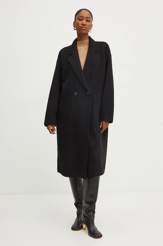 Svetr s příměsí vlny Twinset V výstřih černá 242AP3260