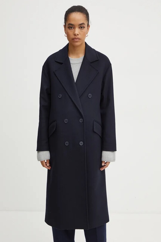 Twinset gyapjúkabát 242TT2203 sötétkék AW24