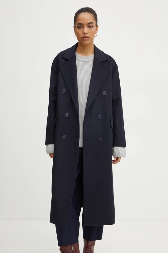 Twinset gyapjúkabát 242TT2203 sötétkék