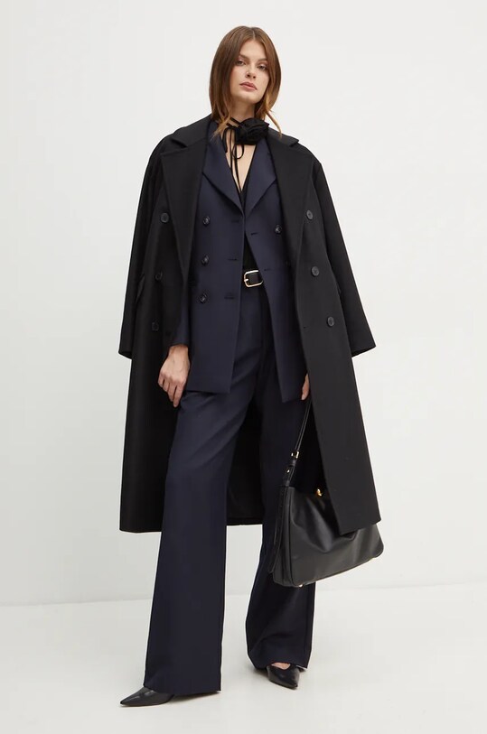 Twinset palton de lana 242TT2203 negru AW24
