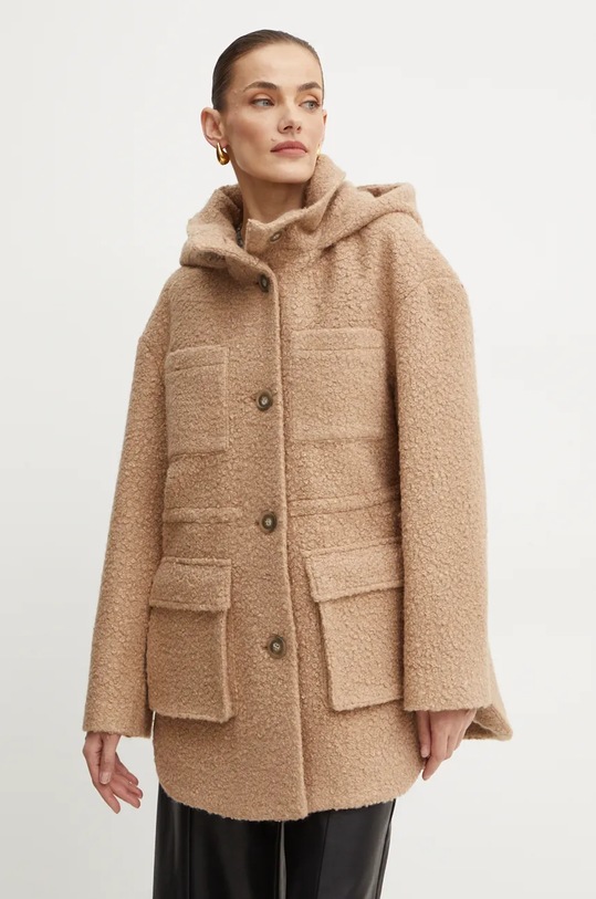 Пальто Twinset з капюшоном бежевий 242AT2071