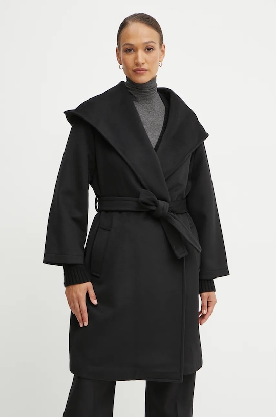 Twinset palton din lână necaptusit negru 242TT2520