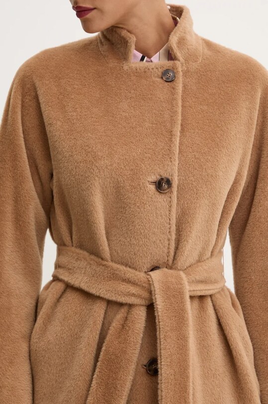 Μάλλινο παλτό Marella 2423016112200 καφέ