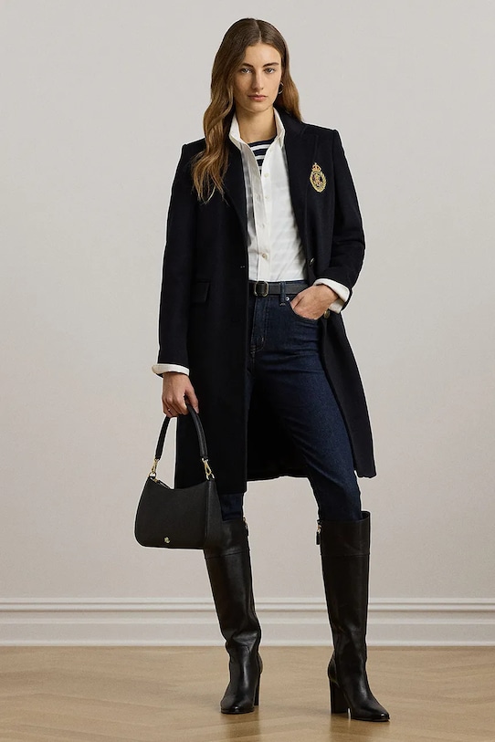 Lauren Ralph Lauren płaszcz wełniany 297958509 granatowy