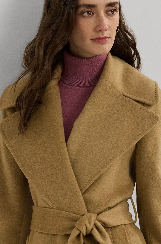 Vlněný kabát Lauren Ralph Lauren béžová 297962169