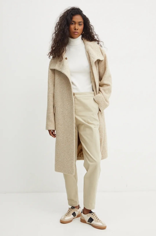 Kaput s primjesom vune BOSS 50518895 bež AW24