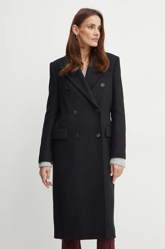 Шерстяное пальто BOSS с подкладкой чёрный 50524975