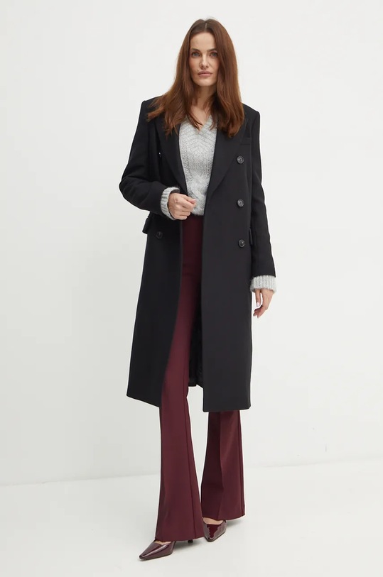 Шерстяное пальто BOSS 50524975 чёрный AW24