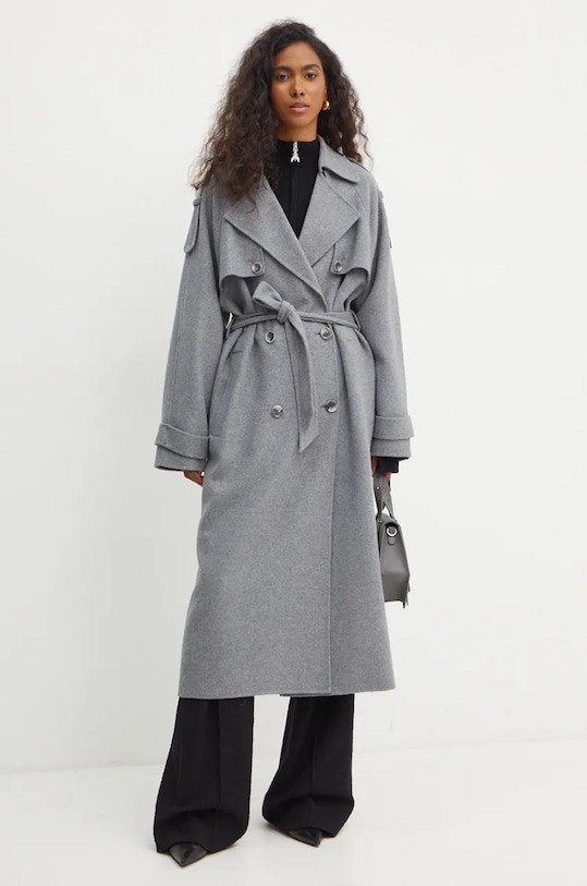 Vuneni kaput BOSS 50525004 siva AW24