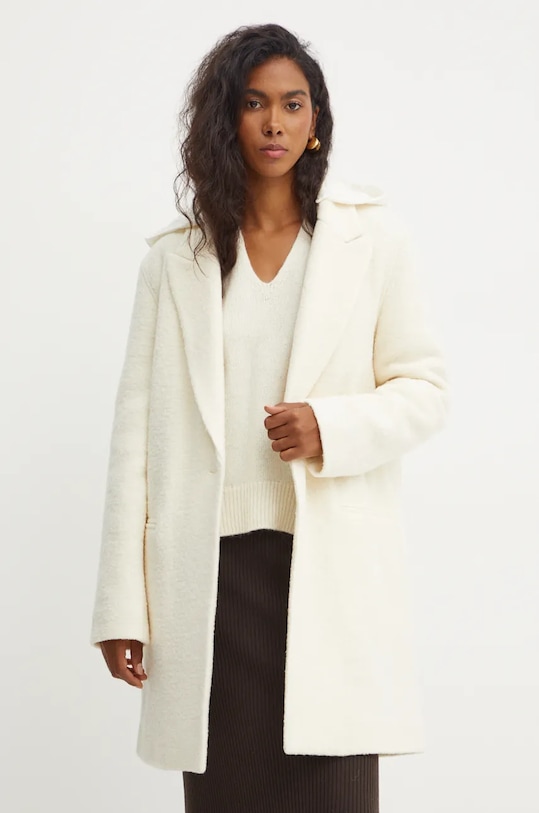 BOSS palton de lana cu captuseala bej 50530192