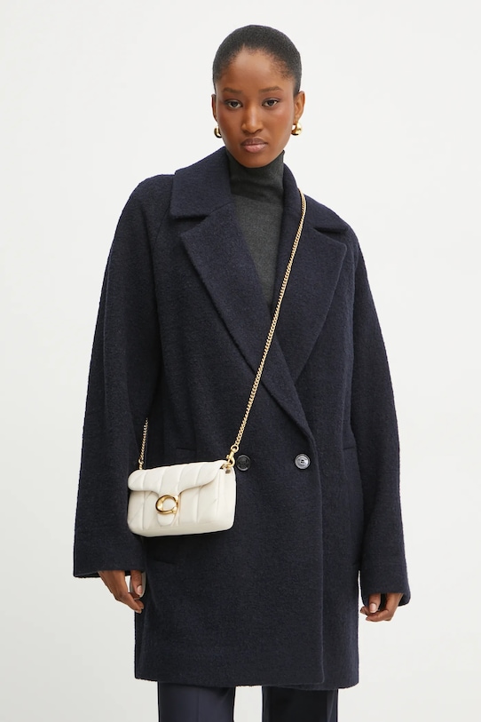BOSS płaszcz wełniany bez kaptura granatowy 50530199