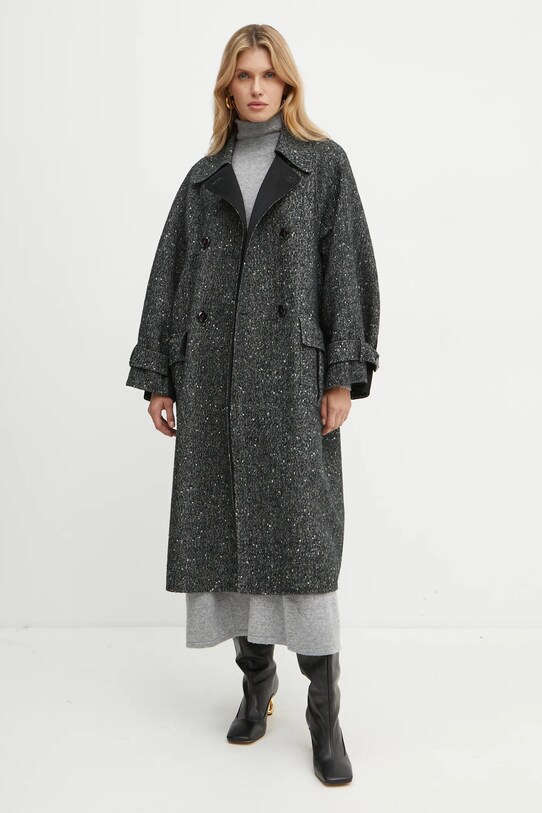 Пальто с примесью шерсти MAX&Co. без подкладки серый 2426016014200