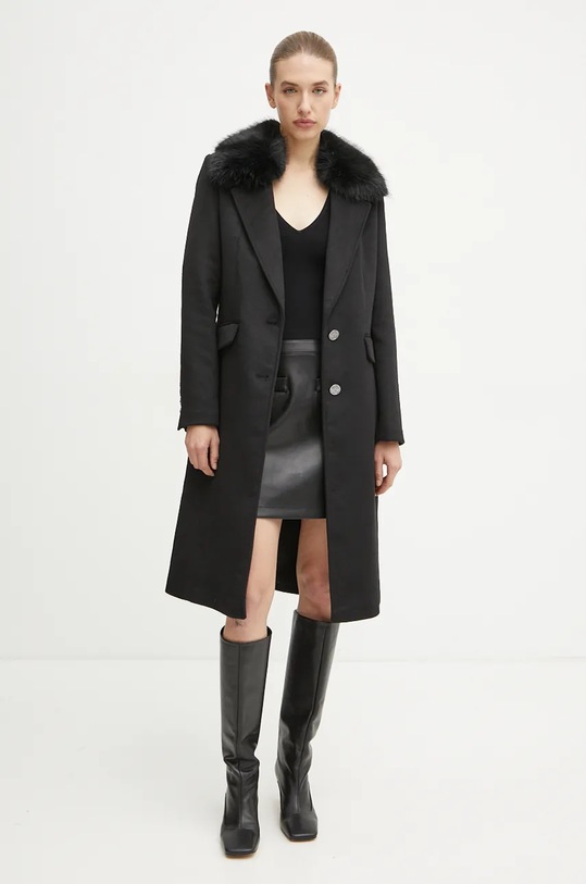Παλτό από μείγμα μαλλιού Guess NANCY W4BL32.WGJG2 μαύρο NC24