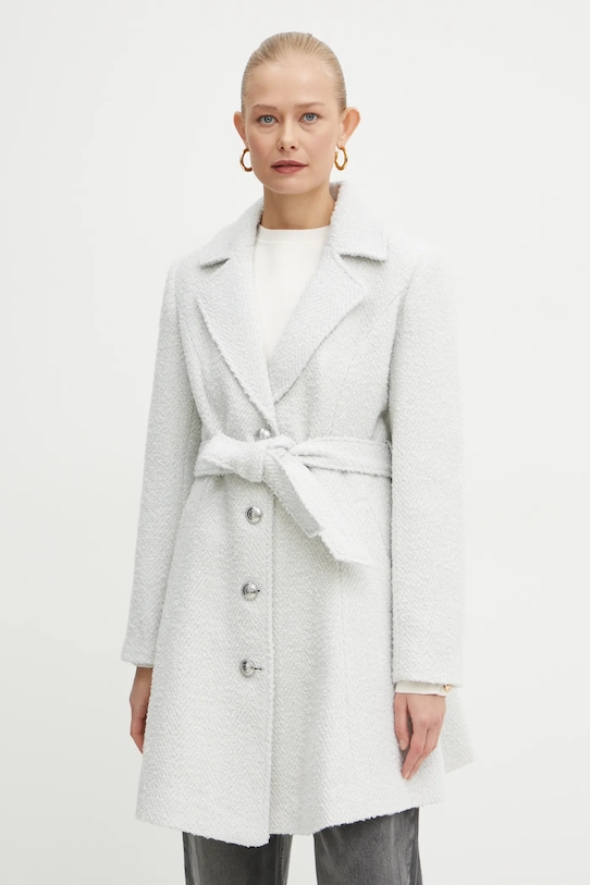 Kabát s prímesou vlny Guess LOISE bez kapucne sivá W4BL54.WGL22