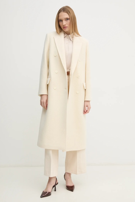 Lacoste płaszcz wełniany beżowy BF3527