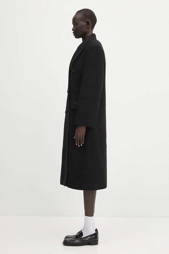 Μάλλινο παλτό Lacoste BF3527 μαύρο AW24