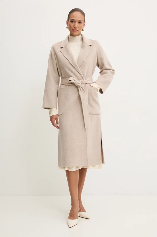 Vlněný kabát Ivy Oak nezateplené béžová IO111046