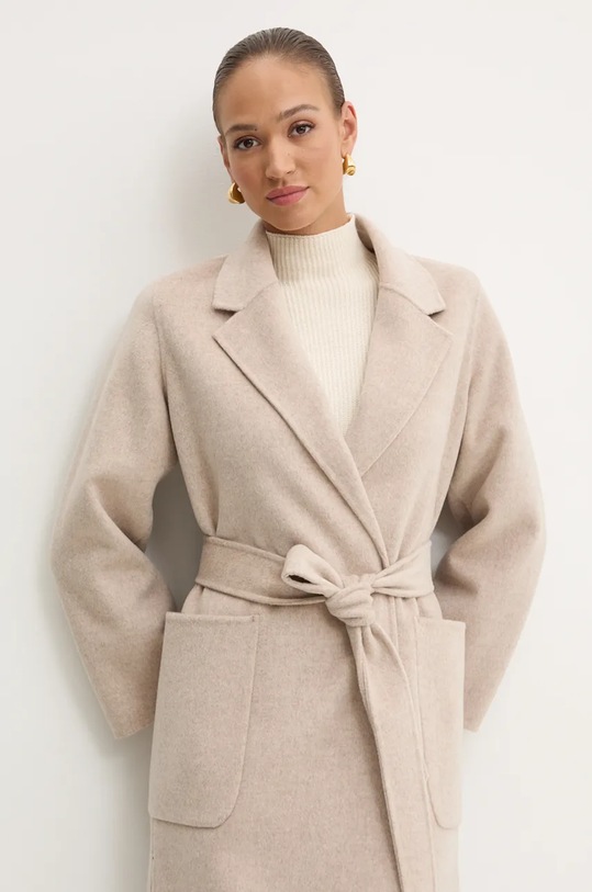 Vlněný kabát Ivy Oak IO111046 béžová AW24