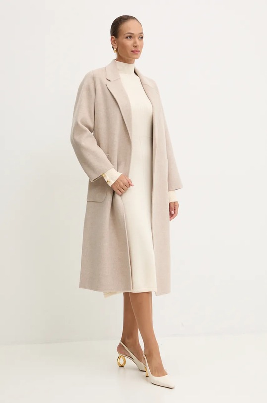 Vlněný kabát Ivy Oak béžová IO111046