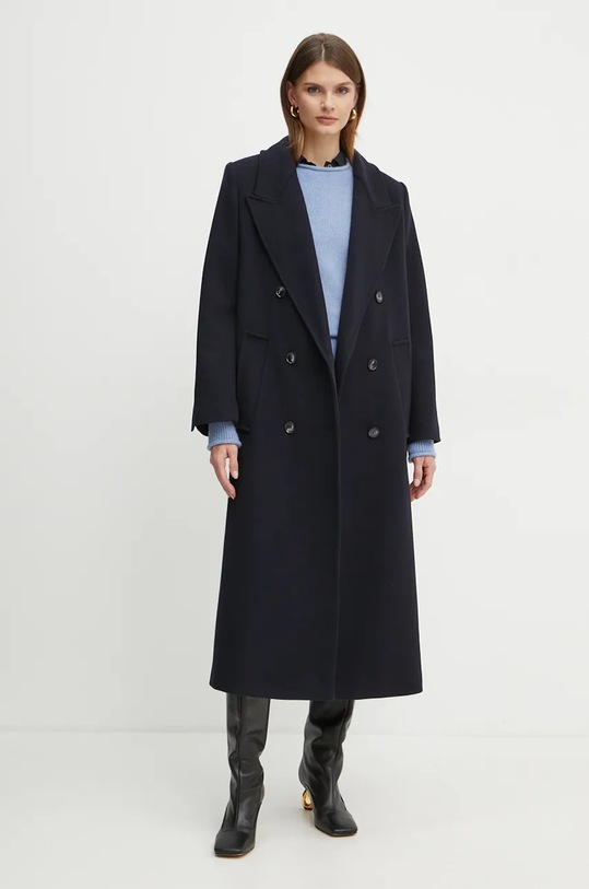 Vlnený kabát Ivy Oak bez kapucne tmavomodrá IO111135