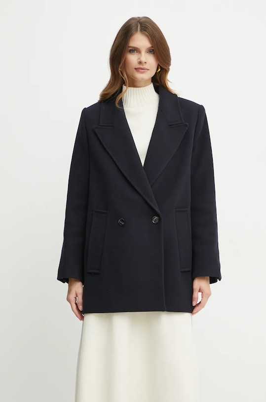 Ivy Oak palton de lana cu captuseala bleumarin IO119100