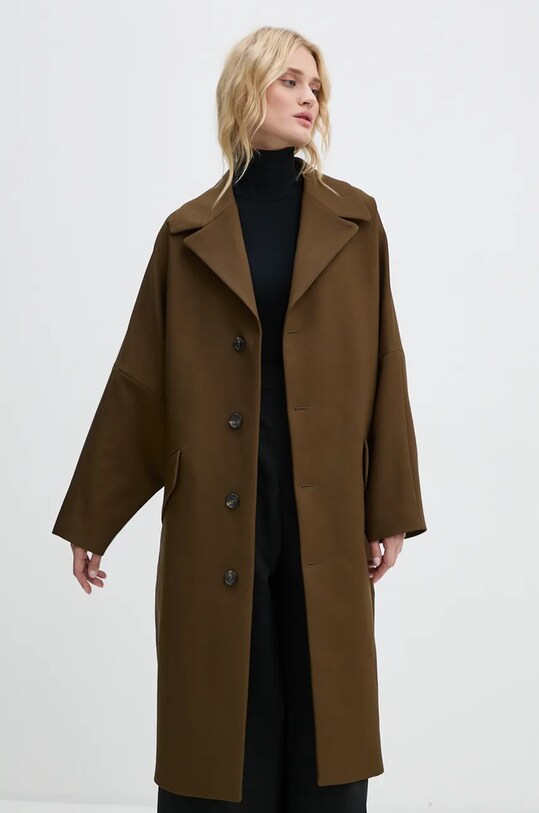 Kabát MM6 Maison Margiela S62AA0087.M35222 zelená AW24