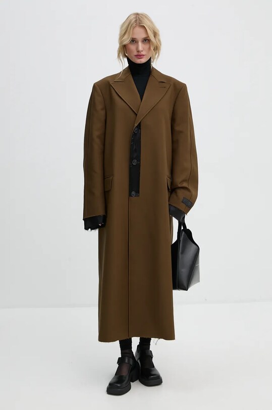 MM6 Maison Margiela płaszcz zielony S62AA0088.M35222